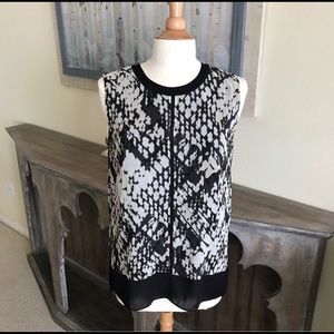 Vince Basketweave Print Layered Silk Shell L